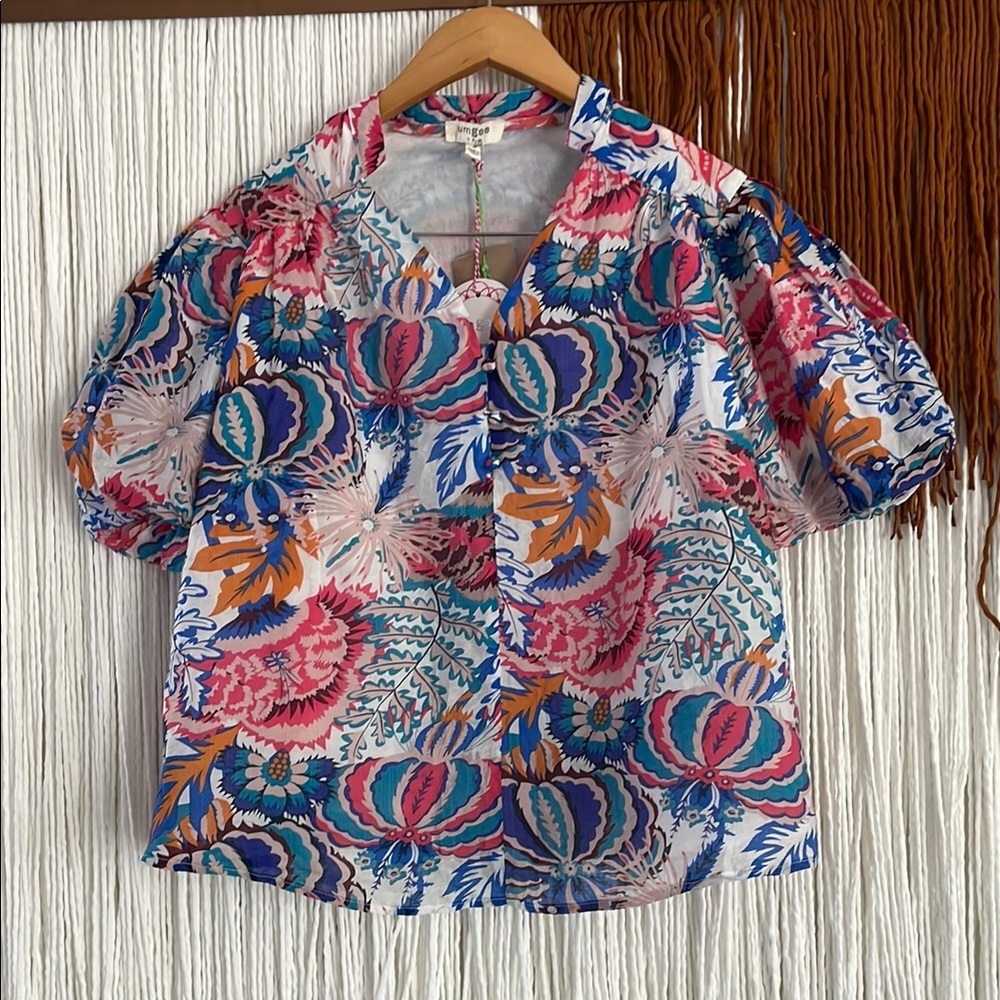 NWT Umgee Women's Colorful Big Sleeve Blouse Top M - Picture 3 of 8